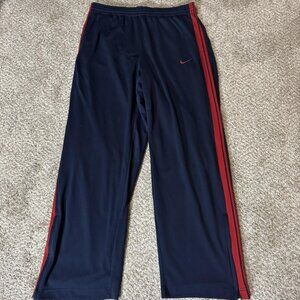 Nike Dri-Fit Basketball Pants Mens XL Navy Blue Red Warm Up Track Zip Pockets